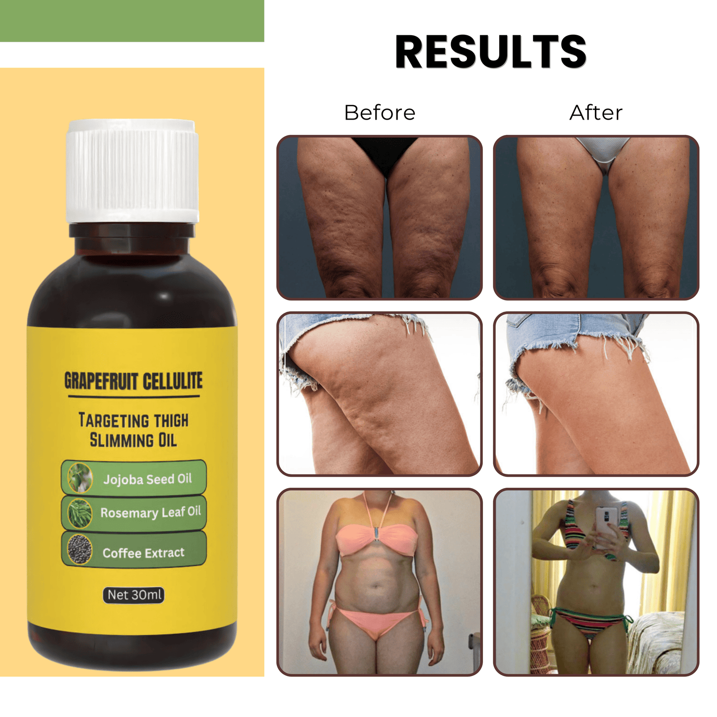 D-More Grapefruit Cellulite Targeting Thigh Slimming Oil - Buy 1 Get 1 Free - dmore