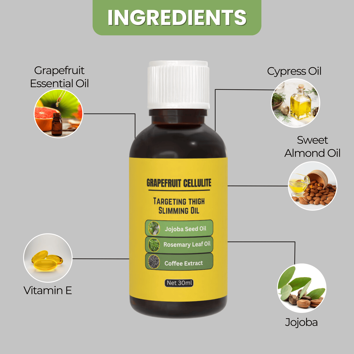D-More Grapefruit Cellulite Targeting Thigh Slimming Oil - Buy 1 Get 1 Free - dmore