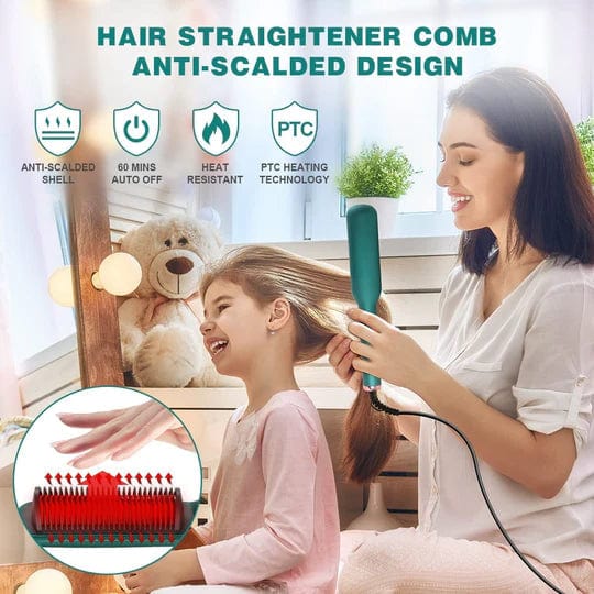 Hair Straightener Tourmaline Ceramic Hair Curler Brush Hair Comb😍