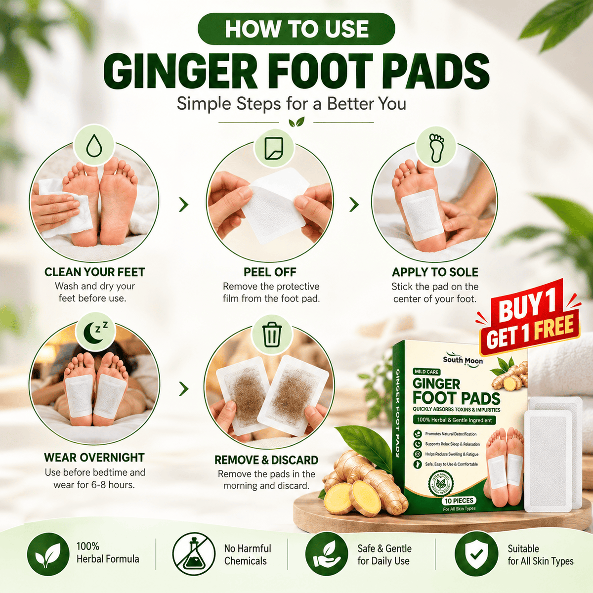 SD Ginger Detox Foot Pads | Your Simple Night Routine for Healthy Body - dmore