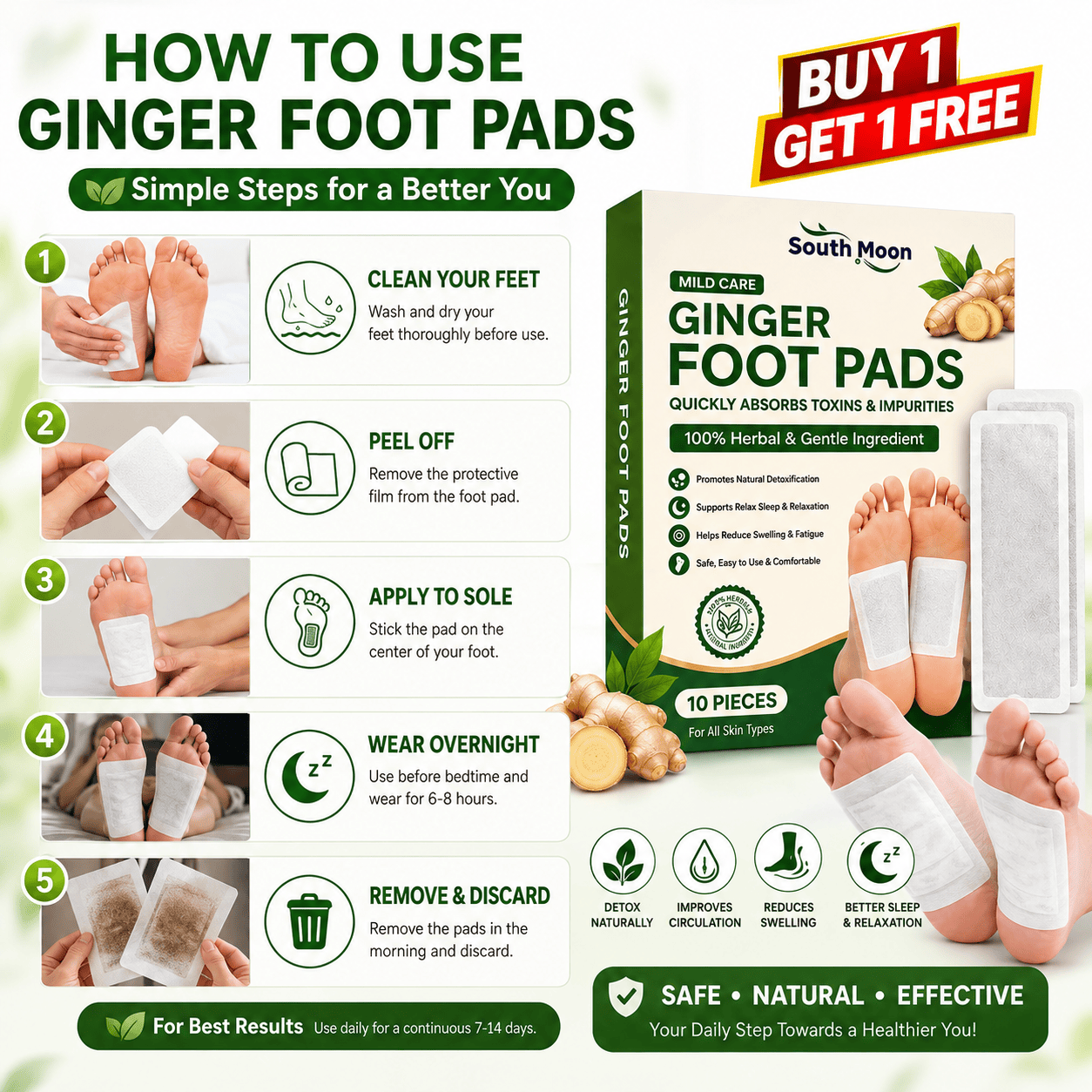 SD Ginger Detox Foot Pads | Your Simple Night Routine for Fresh, Comfortable Feet 👣✨