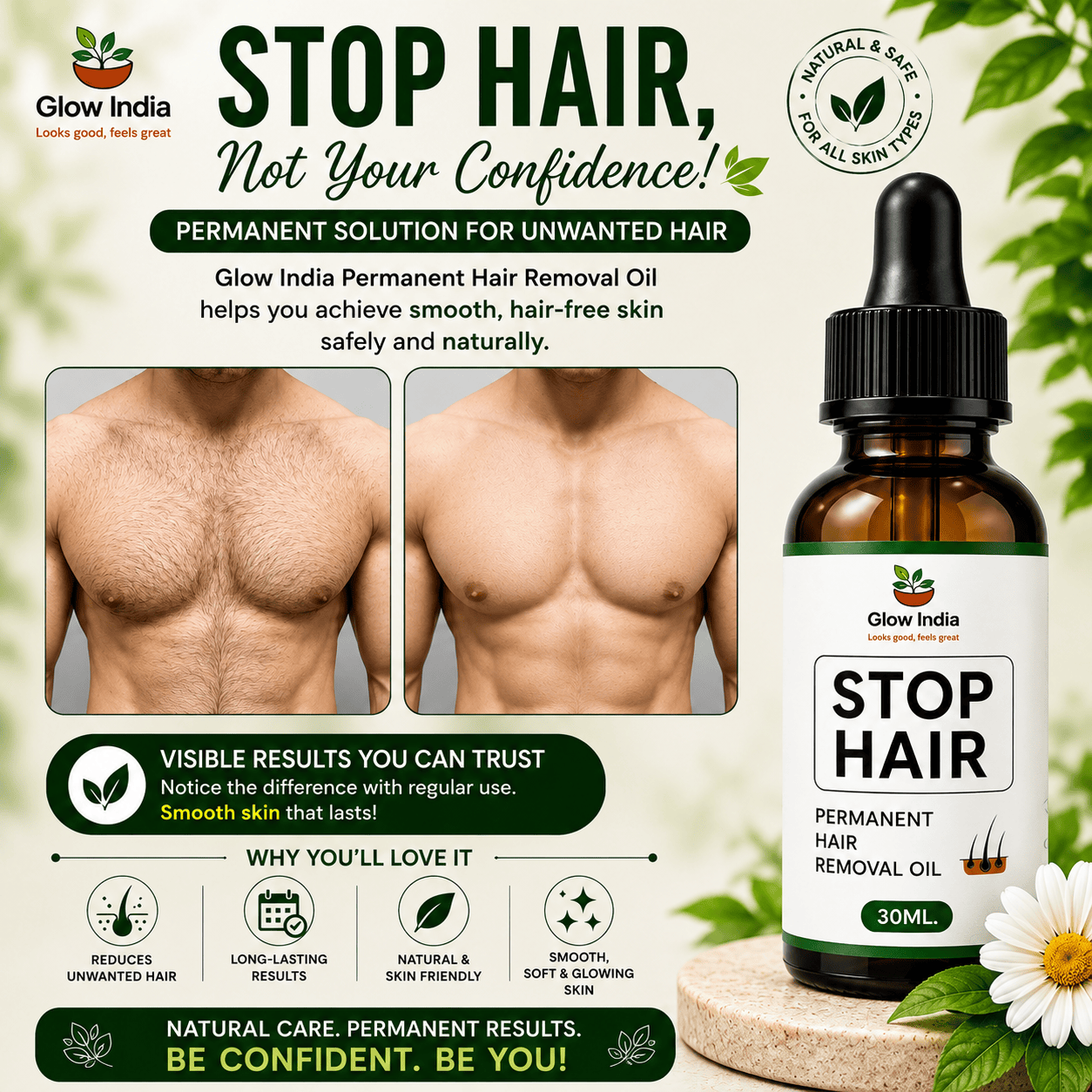 Permanent Hair Removal Oil – Herbal Solution for Reducing Unwanted Body Hair Naturally - dmore