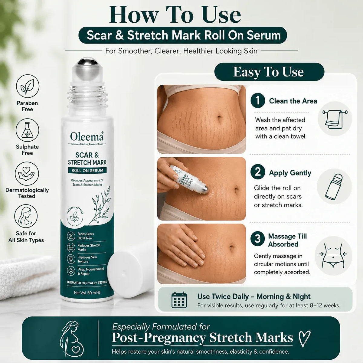 MD Oleema Scar & Stretch Mark Roll-On Serum