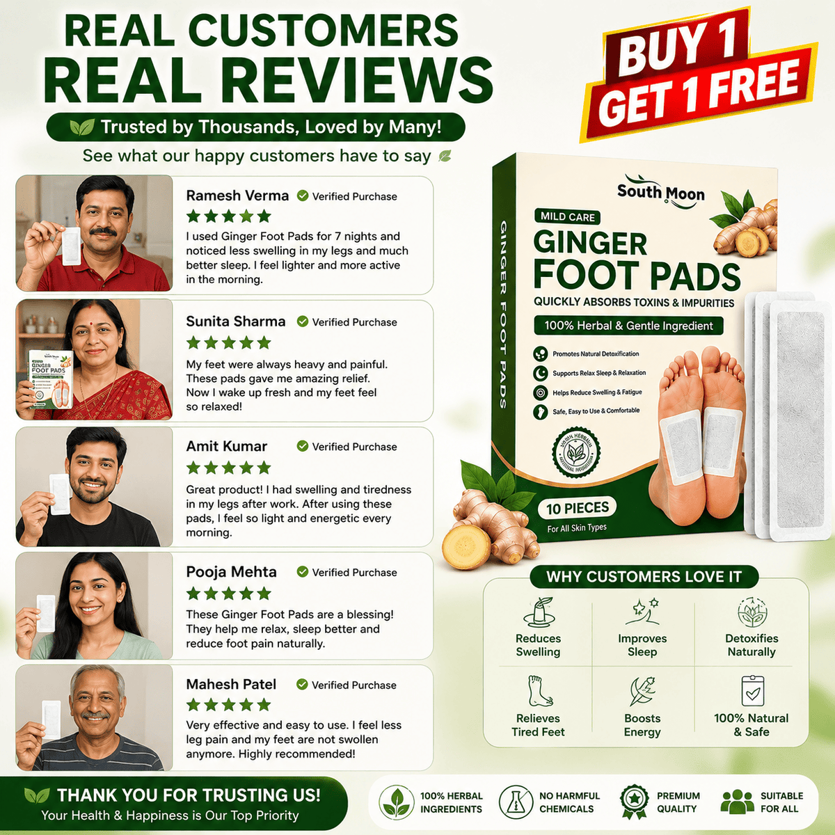 SD Ginger Detox Foot Pads | Your Simple Night Routine for Fresh, Comfortable Feet 👣✨