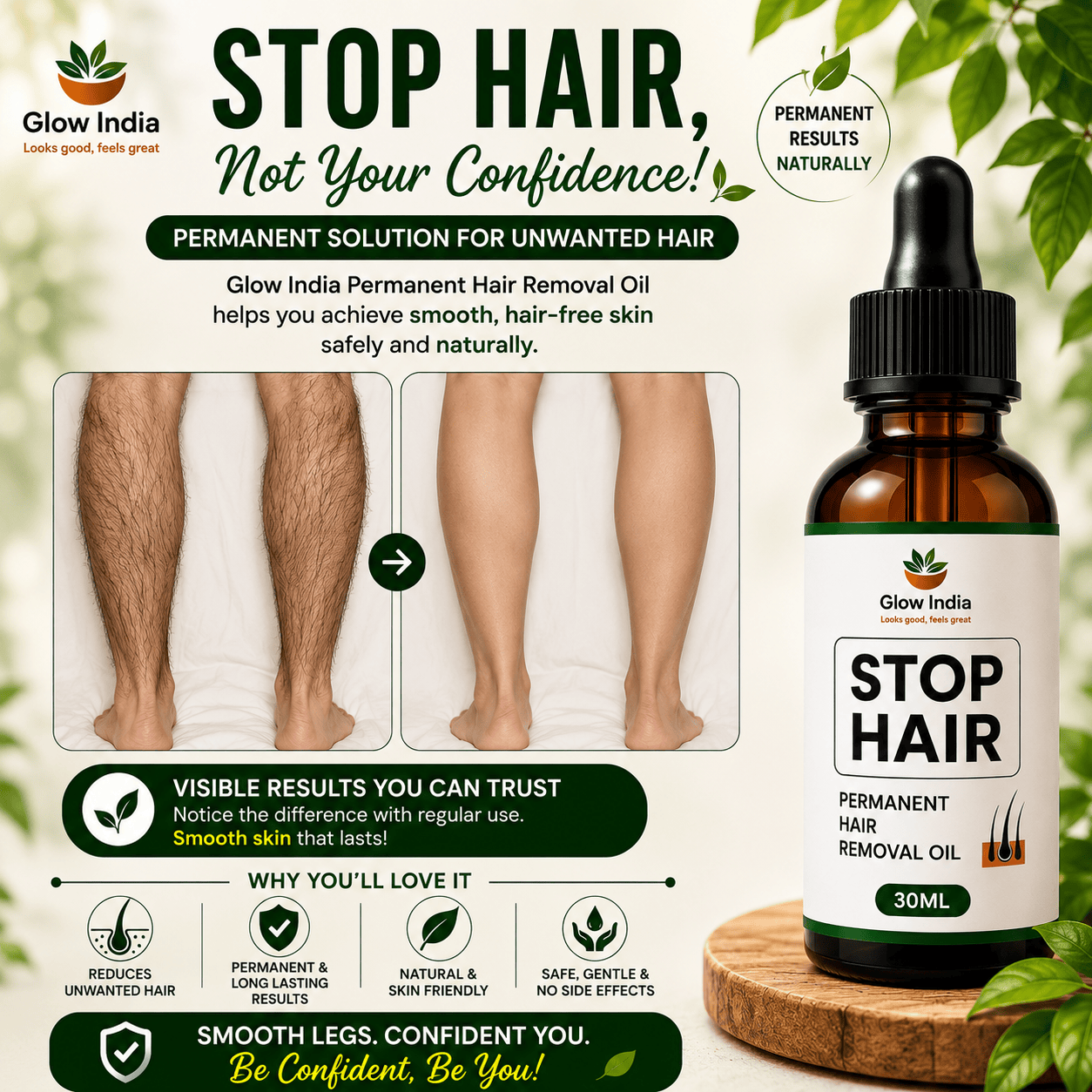 Permanent Hair Removal Oil – Herbal Solution for Reducing Unwanted Body Hair Naturally - dmore