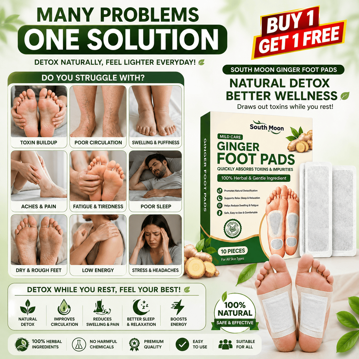 SD Ginger Detox Foot Pads | Your Simple Night Routine for Fresh, Comfortable Feet 👣✨