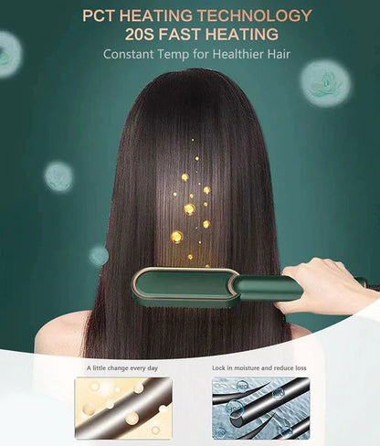 Hair Straightener Tourmaline Ceramic Hair Curler Brush Hair Comb😍