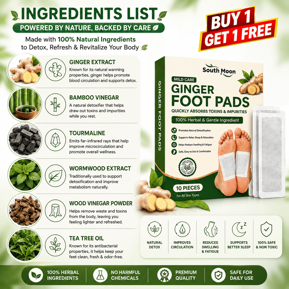 SD Ginger Detox Foot Pads | Your Simple Night Routine for Fresh, Comfortable Feet 👣✨