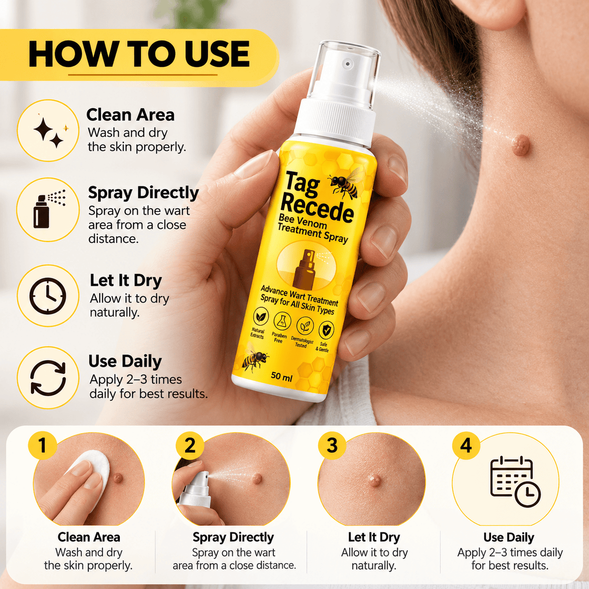 MD Advance Wart Remover Spray – Fast & Easy At-Home |Bee Venom Skin Tag Remover Spray