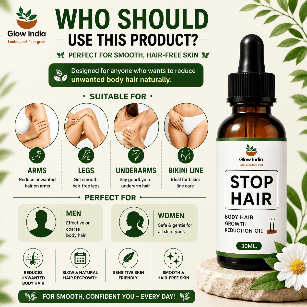 Permanent Hair Removal Oil – Herbal Solution for Reducing Unwanted Body Hair Naturally - dmore