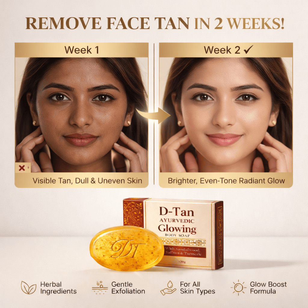 D-Tan Ayurvedic Glowing Body Soap – With Sandalwood, Saffron & Turmeric | Helps Remove Tan & Brighten Skin - dmore