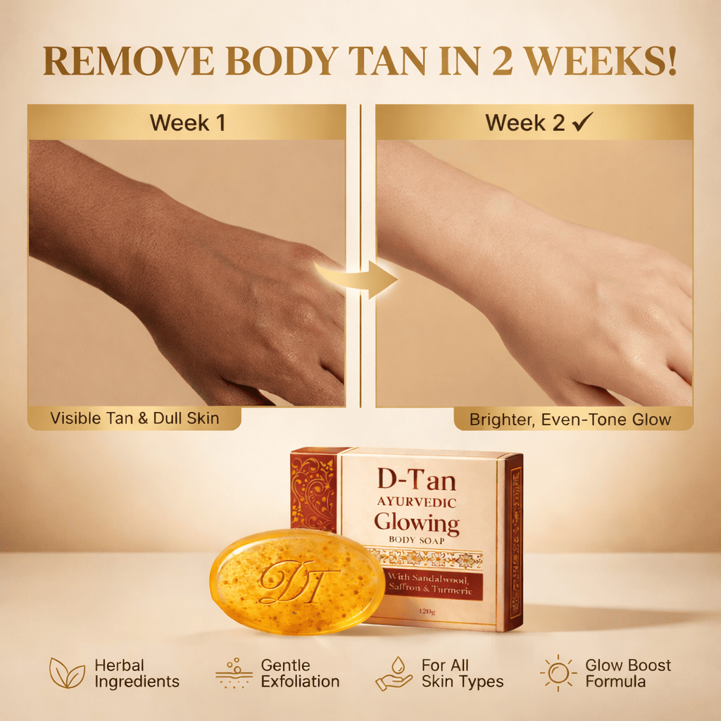 D-Tan Ayurvedic Glowing Body Soap – With Sandalwood, Saffron & Turmeric | Helps Remove Tan & Brighten Skin - dmore