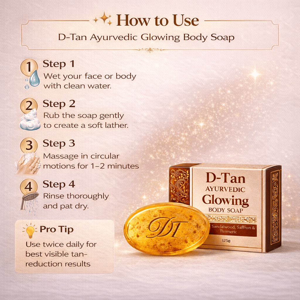 D-Tan Ayurvedic Glowing Body Soap – With Sandalwood, Saffron & Turmeric | Helps Remove Tan & Brighten Skin - dmore