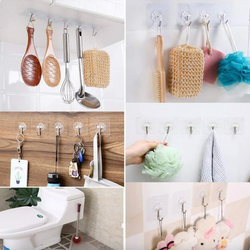 ADHESIVE STICKERS ABS PLASTIC + STEEL HOOK HANGER (SET OF 20 PCS)