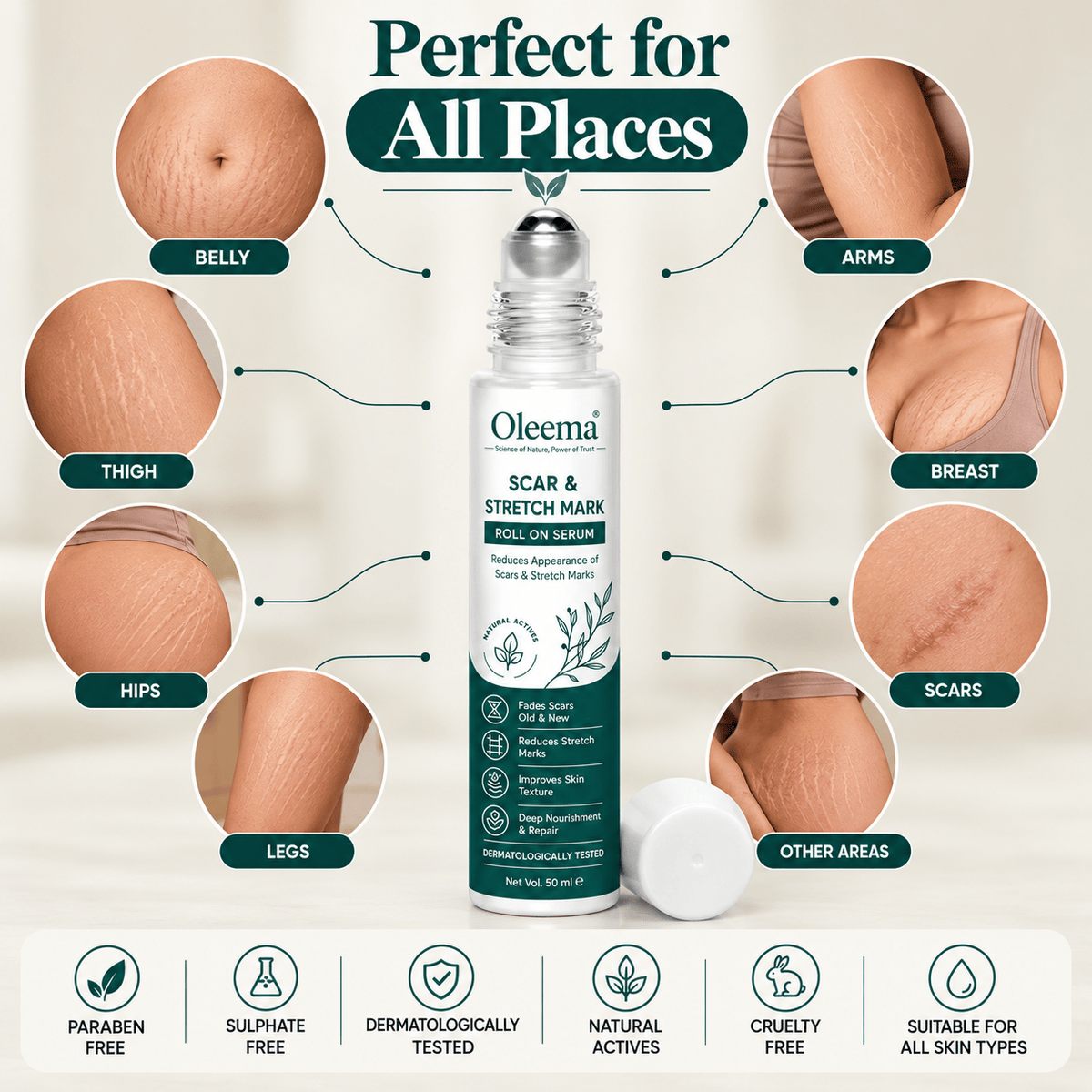 MD Oleema Scar & Stretch Mark Roll-On Serum