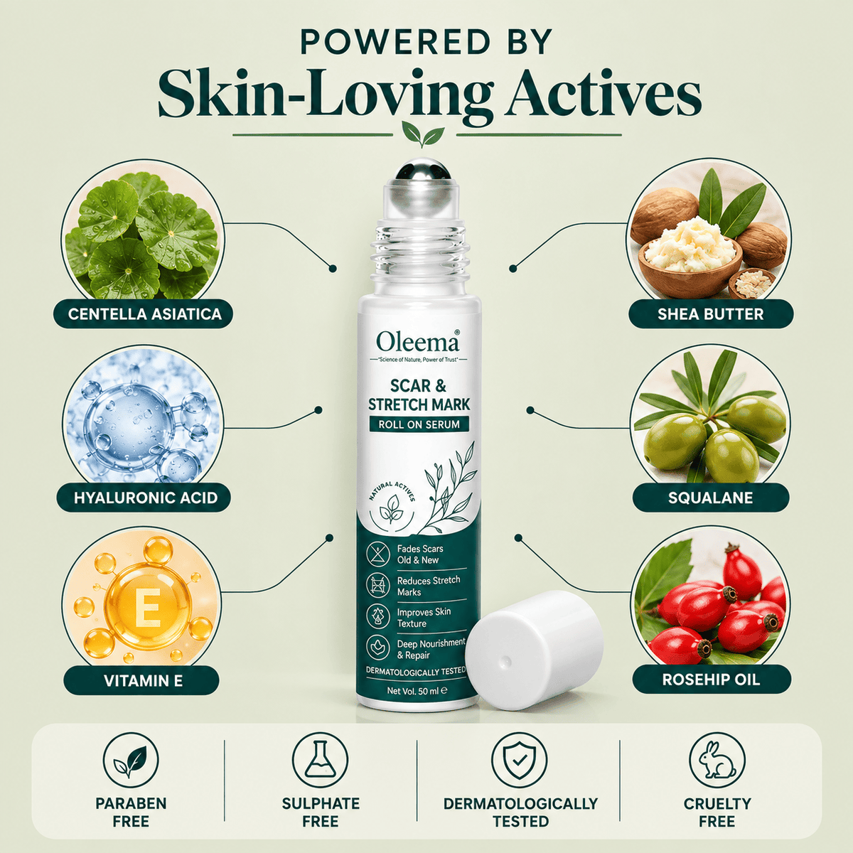 MD Oleema Scar & Stretch Mark Roll-On Serum