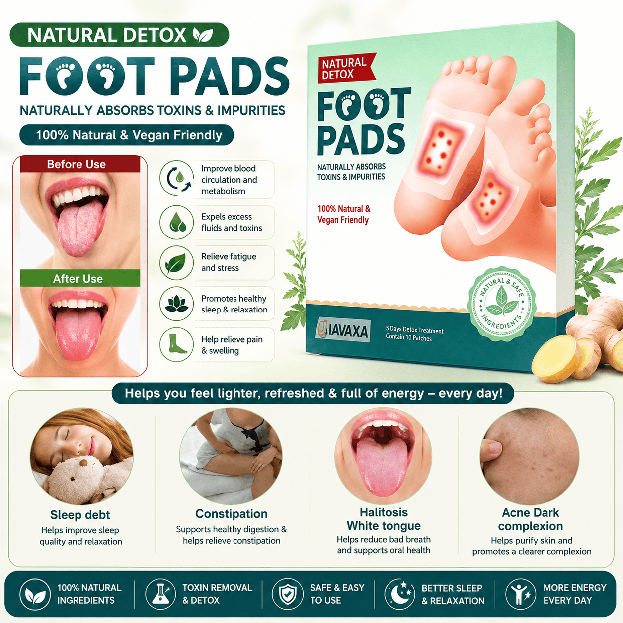 SD Ginger Detox Foot Pads | Your Simple Night Routine for Fresh, Comfortable Feet 👣✨