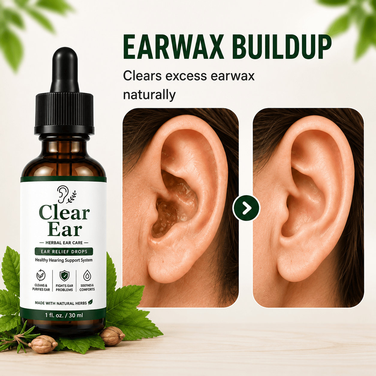 MD Clear Ear Oil — Complete 5-in-1 Herbal Ear Care, Backed by Nature
