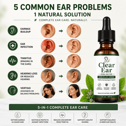 MD Clear Ear Oil — Complete 5-in-1 Herbal Ear Care, Backed by Nature