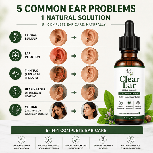 MD Clear Ear Oil — Complete 5-in-1 Herbal Ear Care, Backed by Nature