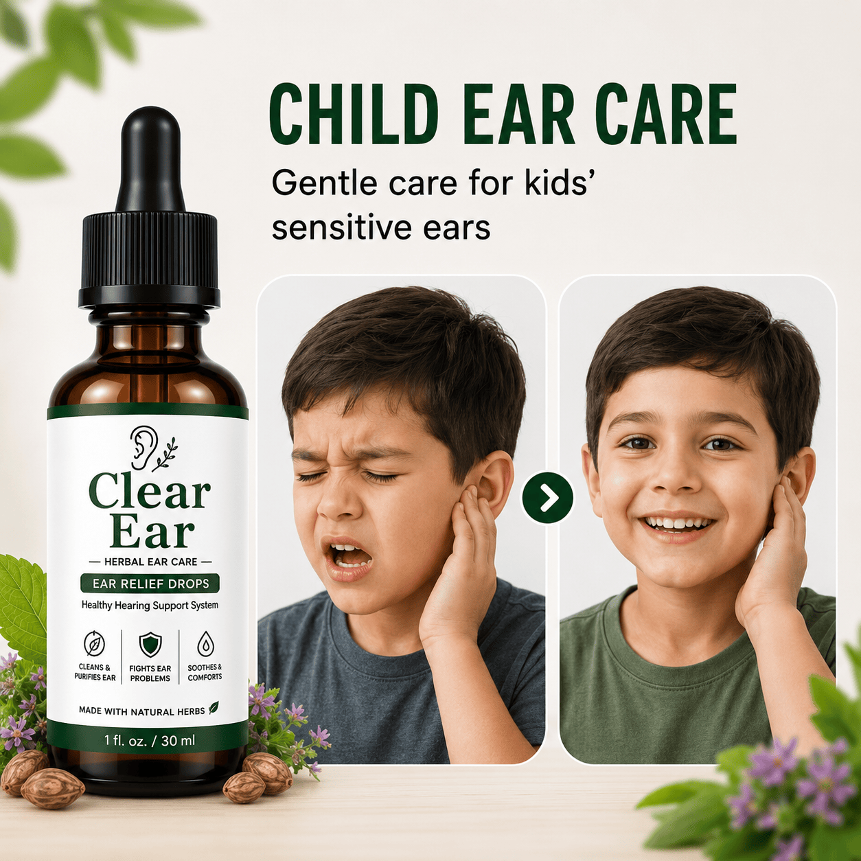 MD Clear Ear Oil — Complete 5-in-1 Herbal Ear Care, Backed by Nature