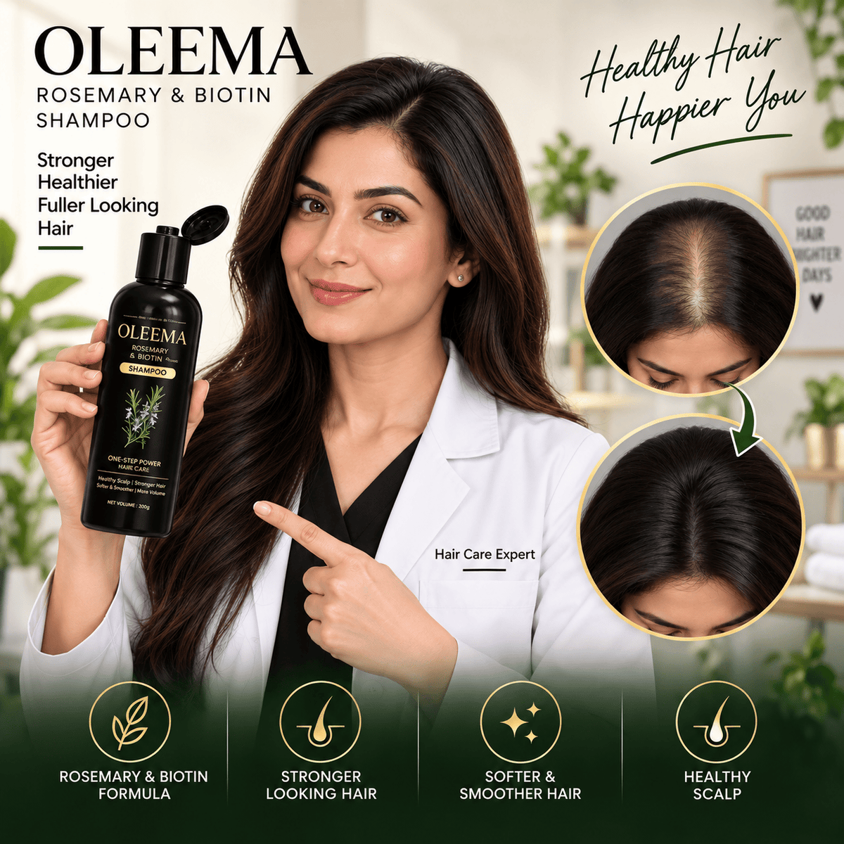 OLEEMA Rosemary & Biotin Shampoo — for softer, stronger, naturally healthy-looking hair.