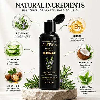OLEEMA Rosemary & Biotin Shampoo — for softer, stronger, naturally healthy-looking hair.
