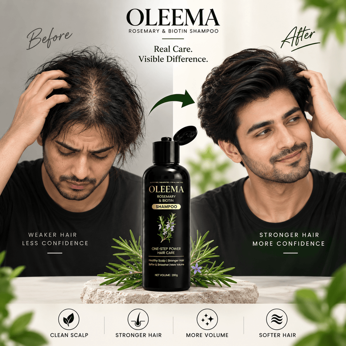 OLEEMA Rosemary & Biotin Shampoo — for softer, stronger, naturally healthy-looking hair.