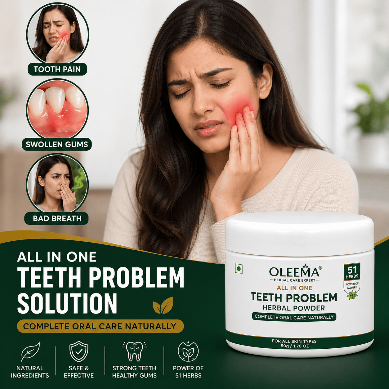 SD 51 Herbal Ingredients Teeth Powder | Complete Oral Care, Naturally